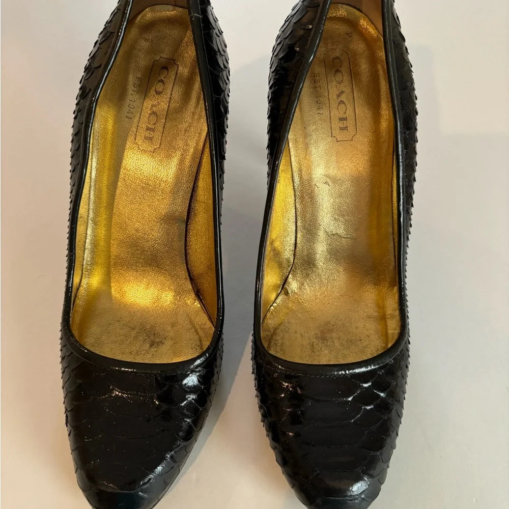 COACH Stela Sz 7.5 Black Textured Women's Heels